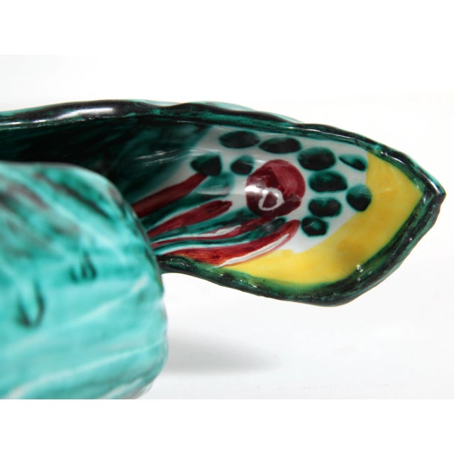 Mid 20th Century Mid Century Modern Italian Majolica Ceramic Parrot Dish / Bowl For Sale - Image 5 of 7