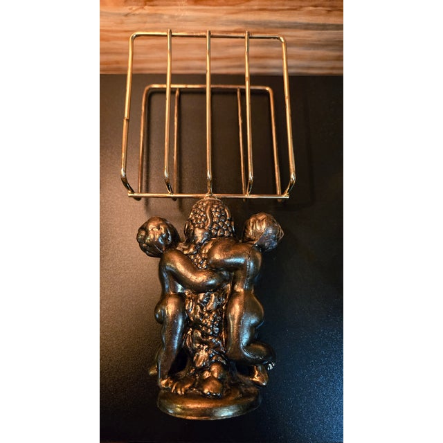 Brass Vintage Mid Century Cherub Angel Brass Towel Holder For Sale - Image 8 of 8
