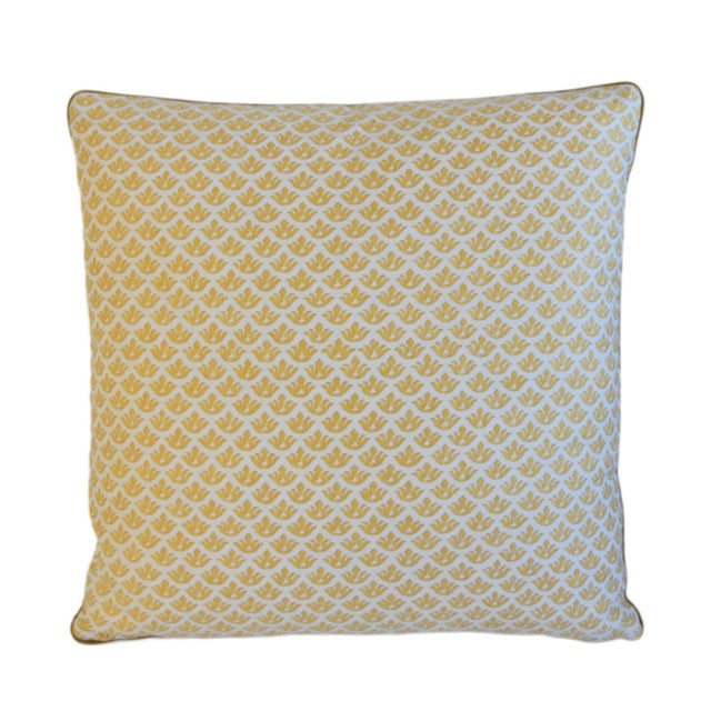 Custom-tailored pillow by Mike Seratt of The Prized Pig in Italian designer Mariano Fortuny's premium cotton fabric called...