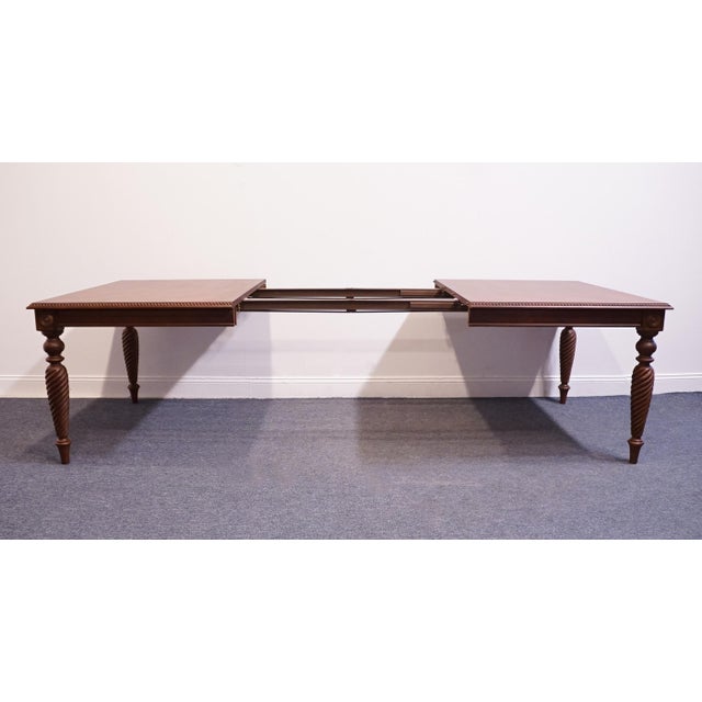 Wood Broyhill Furniture British Empire Collection Bookmatched Cherry 71" Dining Table 682-7325-42 For Sale - Image 7 of 11