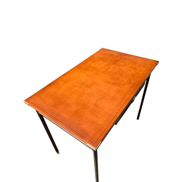 Vintage Stitched Leather Desk by Jacques Adnet, 1950s For Sale - Image 4 of 9