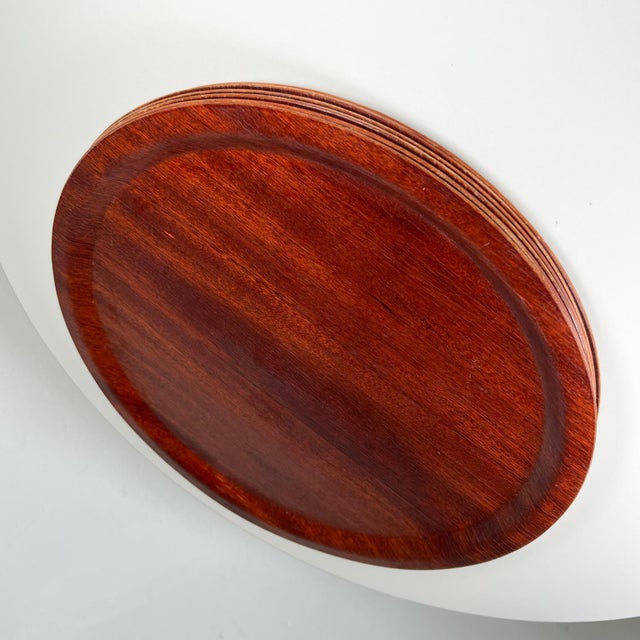 1960s Modern Set of 6 Round Serving Plates Bent Plywood For Sale In San Diego - Image 6 of 10