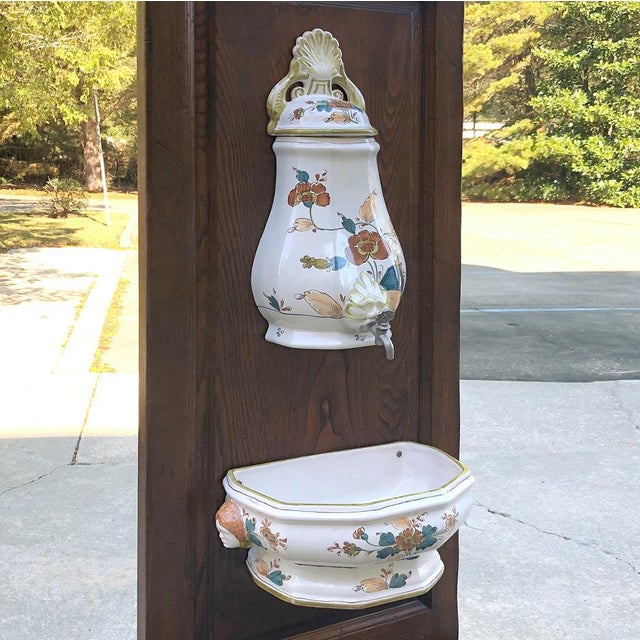 Burnt Umber 19th Century Country French Fountain With Porcelain Reservoir & Basin For Sale - Image 8 of 13