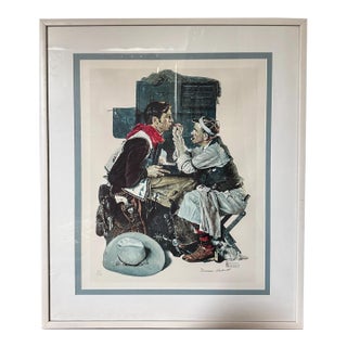 1970s Norman Rockwell Signed Limited Edition Collotype Gary Cooper the Texan For Sale