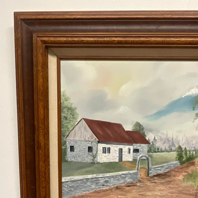 Vintage Impressionist Original Oil Painting, English House Down the Lane, Signed. For Sale - Image 6 of 10