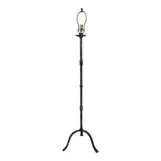 Early American Style Black & Gray Metal Floor Lamp For Sale