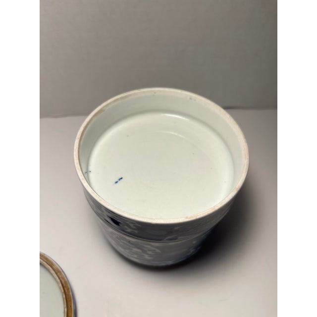 1920s Antique Qing Dynasty Chinese Blue & White Jubako Bento Porcelain Box 5" For Sale - Image 5 of 11
