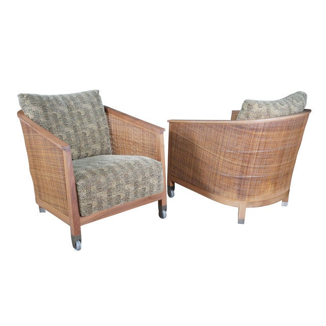 A beautiful set of four 'Mozart' Armchairs Attributed to Antonio Citterio for Flexform, Italy circa 1980s. Features a...