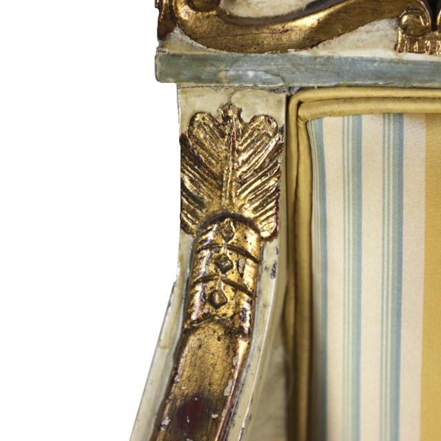 Vintage Late 20th French Empire Style Giltwood Armchairs With Striped Fabric For Sale - Image 11 of 11