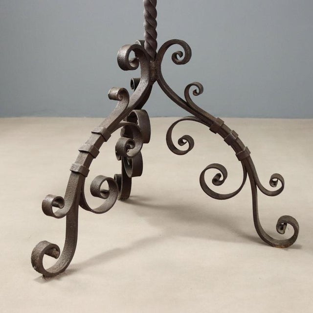 Black Wrought Iron 7-Flame Torchlight For Sale - Image 8 of 9