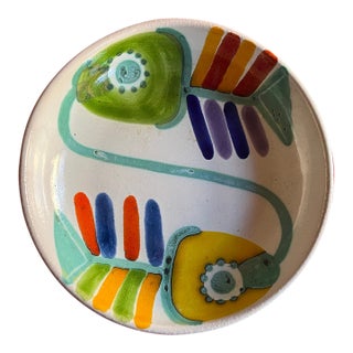 Mid-Century Modern Hand Painted Italian Pottery Serving Bowl by Desimone Circa 1960's For Sale