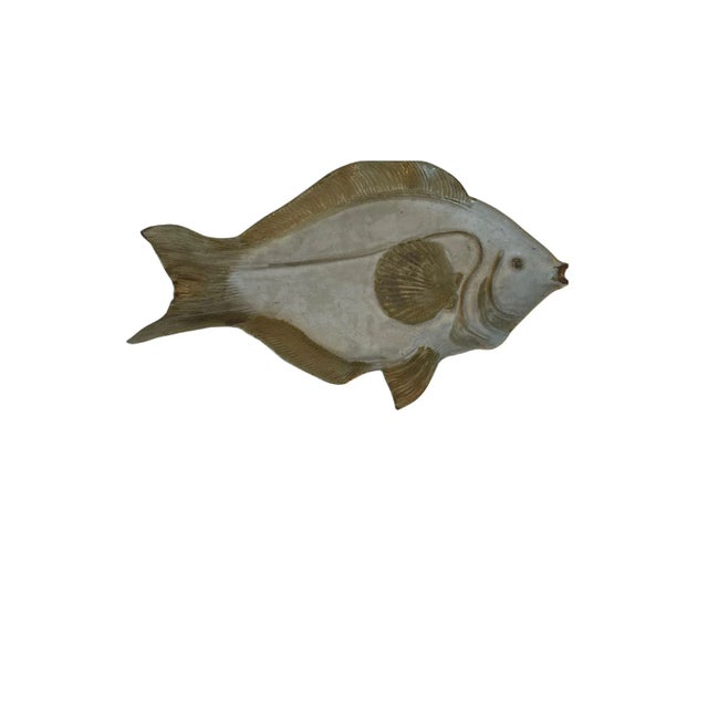 Artisan Mid Century Ceramic Vintage Pottery Decorative Fish Plater Signed Well executed , sculptures ceramic, functional art
