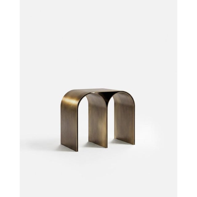 Gold Arch Stool with Brass Finish by Pietro Franceschini For Sale - Image 6 of 8