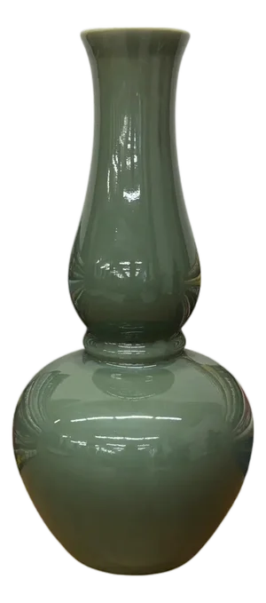 Green Glazed Ceramic Vase with Bold Long-Necked Silhouette