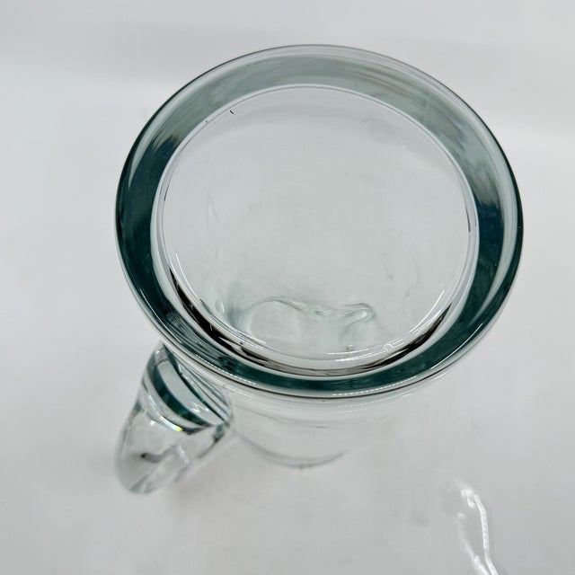 Glass Vintage MCM Hand Blown Clear Glass Pitcher For Sale - Image 7 of 7
