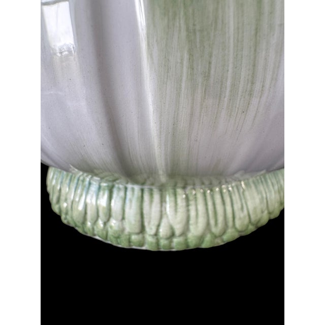 1995 Tiffany & Co. Italian Green & White Leaf Ceramic Cachepot Planter For Sale - Image 10 of 13