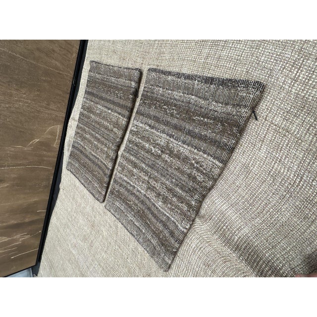 Rh Restoration Hardware Ria Stripe Pillow Covers Set of 2 | 13" X 21" Lumbar | Burnt Caramel For Sale - Image 14 of 17
