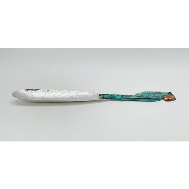Silver 1980s Rare Emilia Castillo Taxco Parrot Silverplate & Verdigris Serving Utensils For Sale - Image 8 of 18
