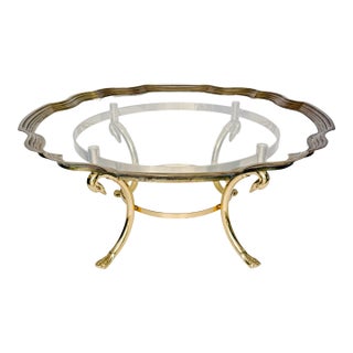 Vintage Hollywood Regency Swan Coffee Table in the Style of LaBarge For Sale