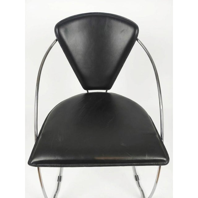 Postmodern Postmodern Black Leatherette Chair, 1980s, Set of 2 For Sale - Image 3 of 5