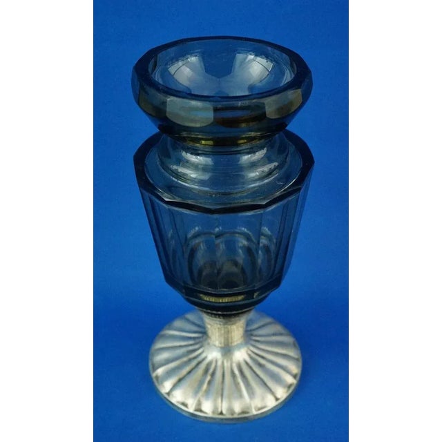 1940s 20th Century Art Nouveau Crystal Vase with 800 Silver Base attributed to the Val Saint Lambert Manufacture, Belgium, 1940s For Sale - Image 5 of 18