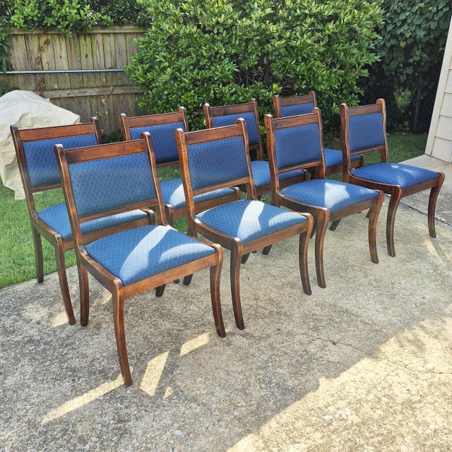 2018 Duncan Phyfe Style Mahogany Dining Side Chairs W/ Saber Legs Regency Sheraton, Set of 8 For Sale - Image 15 of 15