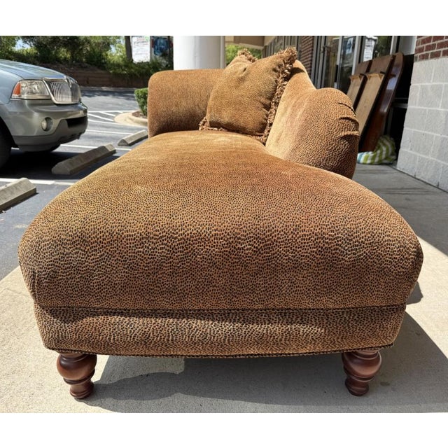 Late 20th Century Late 20th Century Leopard Print Upholstered Chaise Lounge With Pillow For Sale - Image 5 of 10