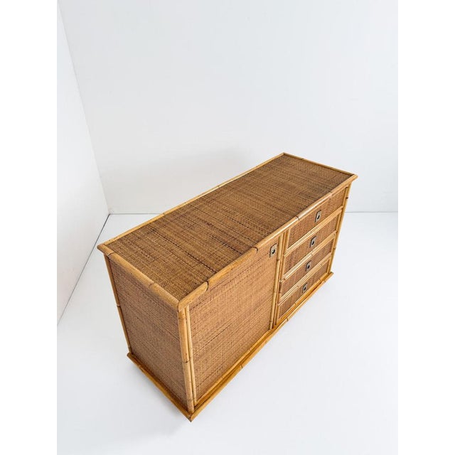 Mid-Century Italian Bamboo, Rattan and Cane Cabinet with Drawers by Dal Vera, 1970 For Sale - Image 13 of 18