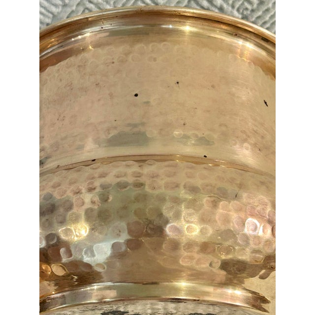 Late 20th Century Vintage Hammered Brass Pot Bellied Cache Pot or Planter For Sale - Image 5 of 8