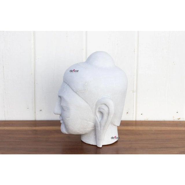Stone Handcarved White Marble Buddha For Sale - Image 7 of 10