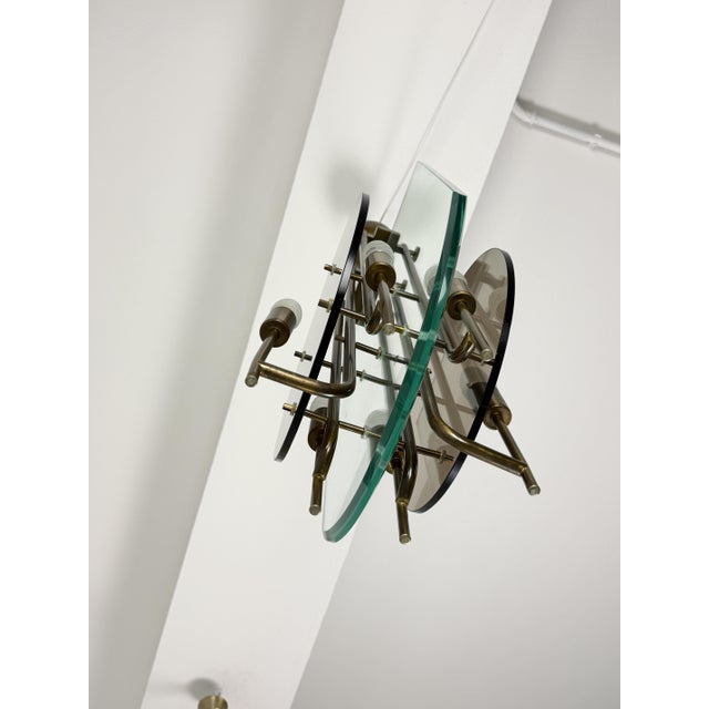 Six-Light Chandelier in Brass and Nile Green Murano Glass, 1960s For Sale - Image 13 of 14