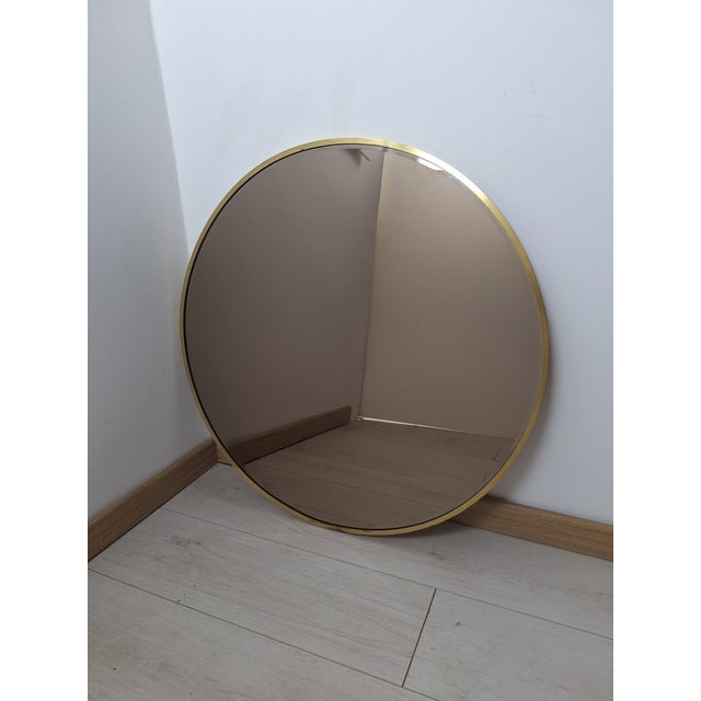 Vintage Mirror with Round Brass Frame, 1950s, in Very Good conditions. Designed 1950 to 1959