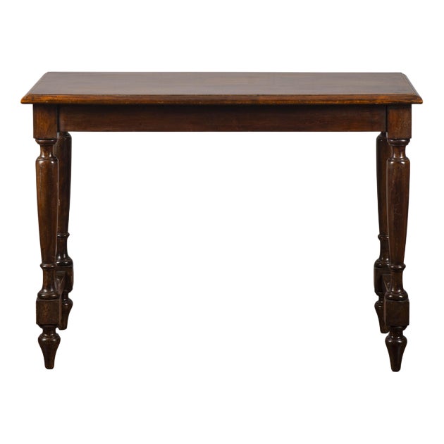 Table with Turned Legs and Threaded Edge Top For Sale