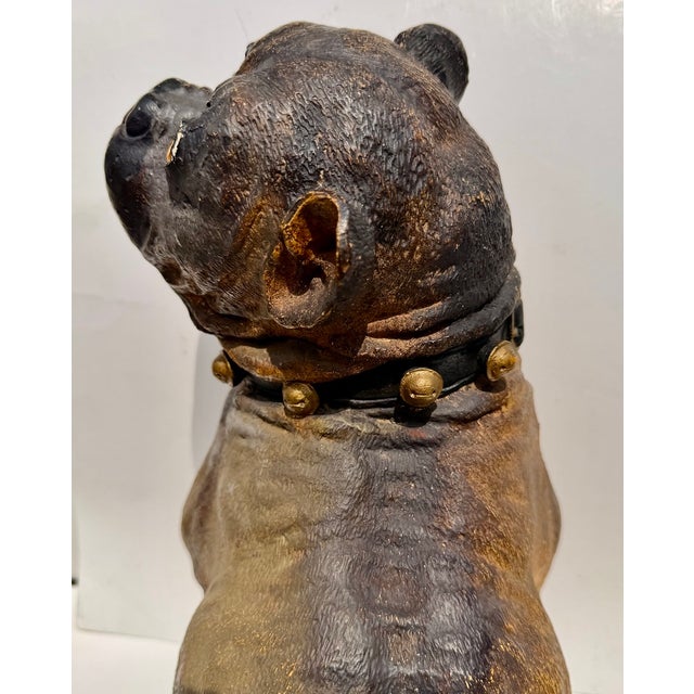 Ceramic Large 19th Century English Cold-Painted Terracotta Bulldog Figure With Glass Eyes For Sale - Image 7 of 17
