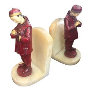 1930s Art Deco j.b. Hirsch Chinese Man Eating Bookends