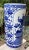 Chinoiserie Mid 20th Century Chinese Qianlong Blue White Chinoiserie Peacock Floral Porcelain Cane Umbrella Stand For Sale - Image 3 of 12