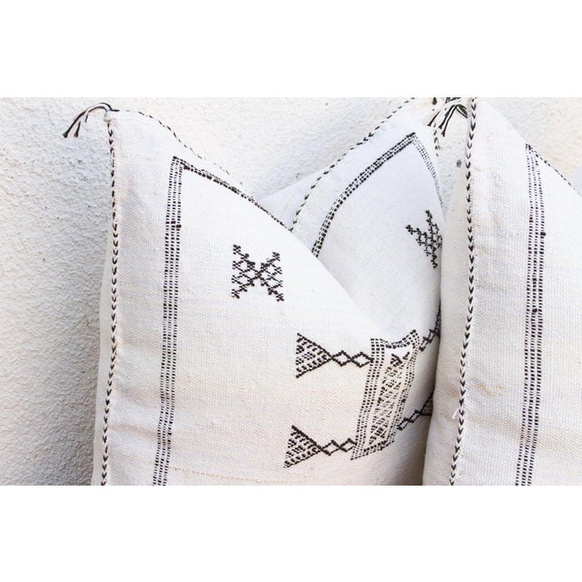 1990s Pair of Charcoal Trail Cactus Silk Moroccan Pillows For Sale - Image 5 of 9