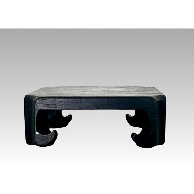 1980's Vintage Chinese Dark Brown Ebony Ming Style Wood Display Stand Pedestal, Square 4" For Sale - Image 4 of 6