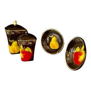 1990s Susan Winget Damask Fruit Kitchenware - Set of 4 For Sale