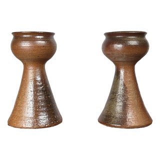 Mid-Century Modern Danish Studio Pottery Candleholder from Gunni Nordström, 1960s, Set of 2 For Sale