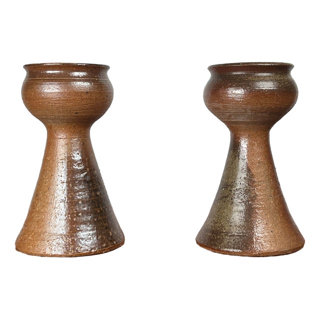 Mid-Century Modern Danish Studio Pottery Candleholder from Gunni Nordström, 1960s, Set of 2 For Sale