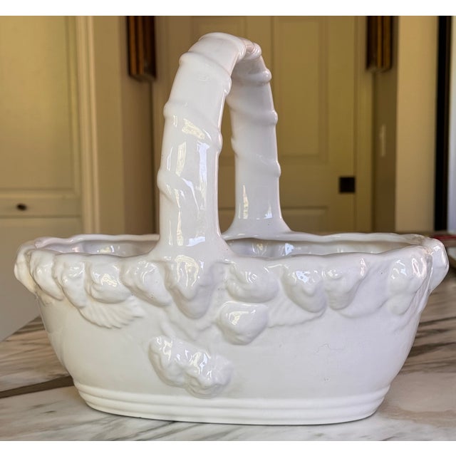 Made in Portugal Vintage Strawberry Motif Ceramic Basket For Sale - Image 4 of 14