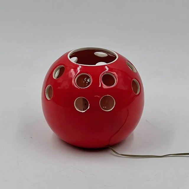 Handcrafted Red Ceramic Table Lamp, Italy, 1970s For Sale - Image 10 of 11