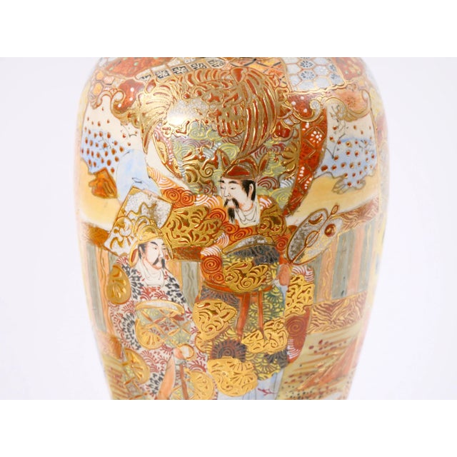 19th Century Hand Painted / Gilt Porcelain Satsuma Pair Vase For Sale - Image 10 of 11