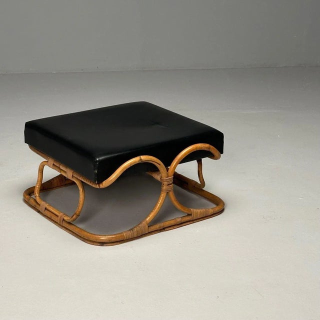 Isa Ponte San Pietro, Italian Mid-Century Modern, Armchair, Ottoman, Rattan For Sale - Image 10 of 12