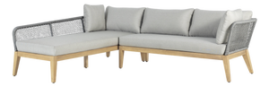 Cypress Teak Wood 2-Piece Left Arm Chaise Outdoor Sectional - Gray