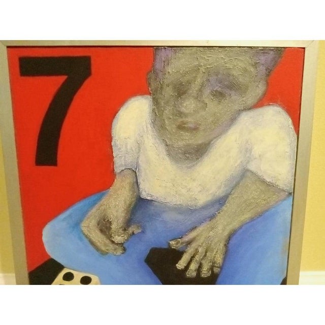 "Lucky number 7" Original Artwork done by my father, an artist. Man on the street, rolling a pair of dice depicting street...