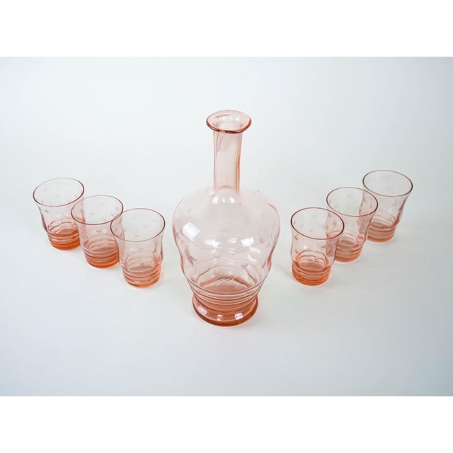 1970s Vintage Italian Glasses and Carafe, 1970s, Set of 6 For Sale - Image 5 of 8