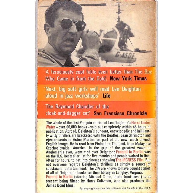 DEIGHTON, Len [256] pp. Penguin Books 1966 7" x 4 3/8" Cover design by Raymond Hawkey Funeral in Berlin is a 1964 spy...