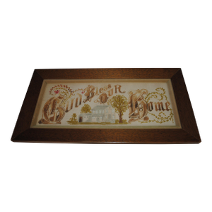 1930's God Bless Our Home Framed Cross Stitch on Perforated Paper